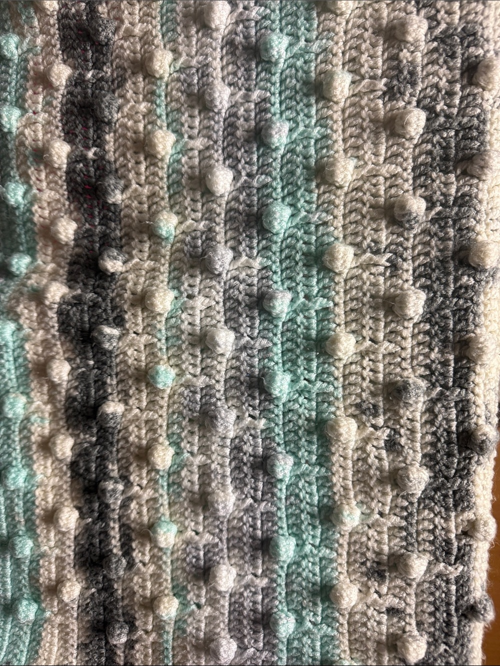 Unique crocheted Baby blanket with-Poms